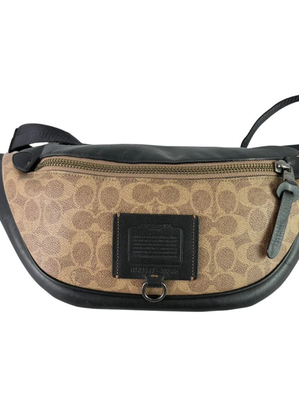 COACH Rivington Brown Monogram Canvas Black Leather Unisex Funny Belt Bag